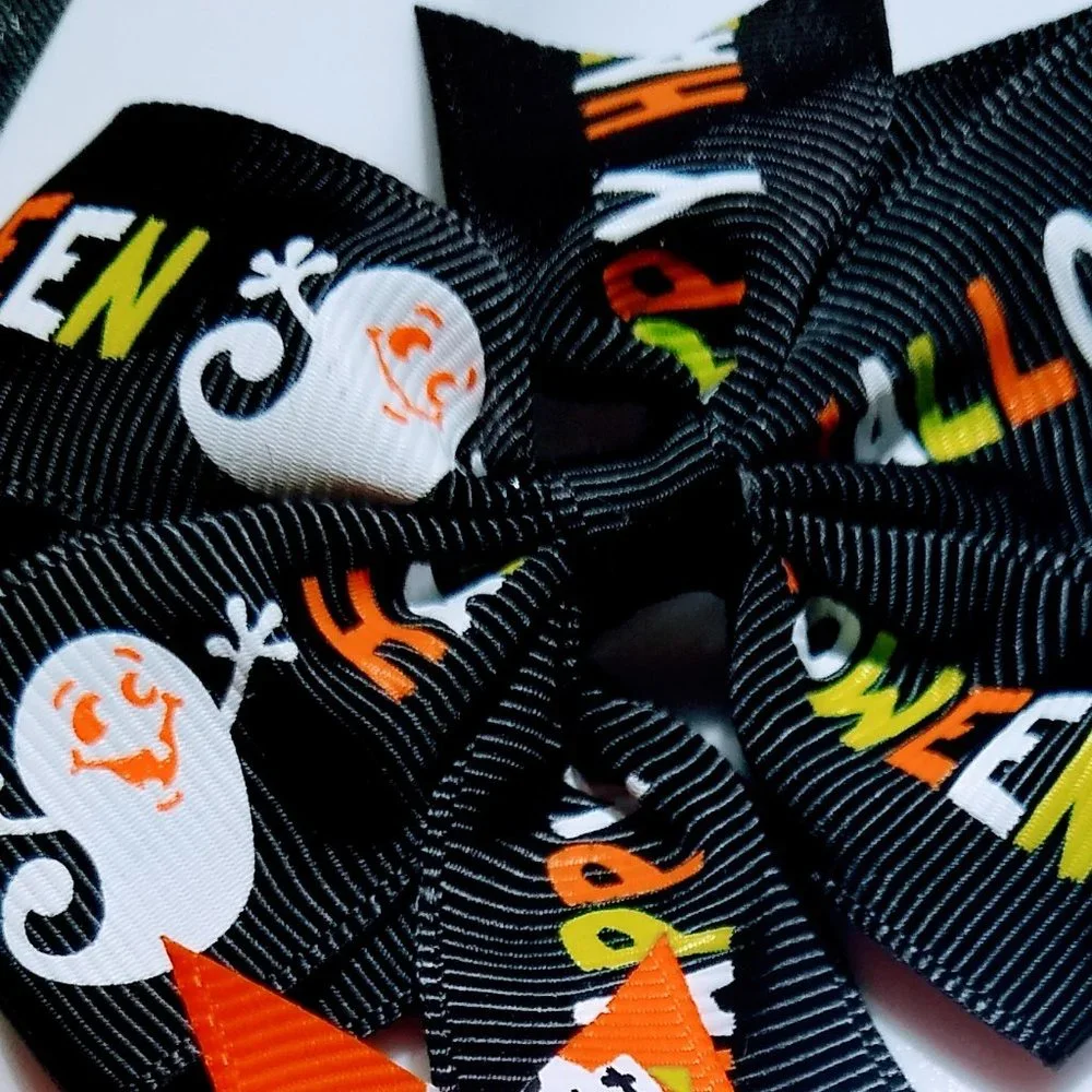 Halloween Hair Bows Clips Ghost Skull and Black Cat